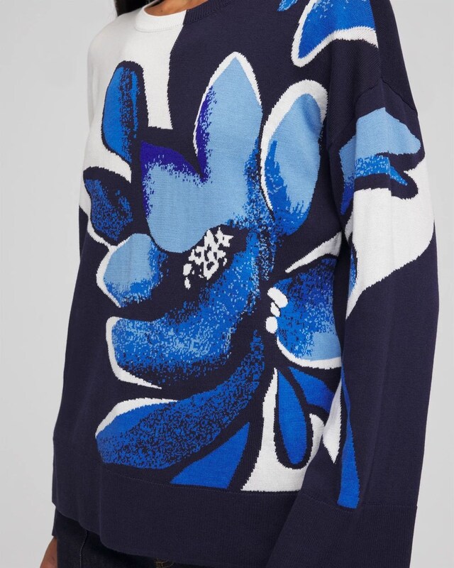 Floral Intarsia Crewneck Pullover - image 4